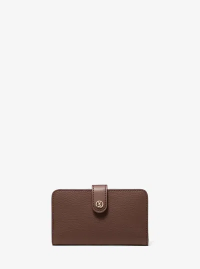 Michael Kors Outlet Jet Set Travel Medium Pebbled Leather Billfold Wallet In Brown