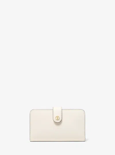 Michael Kors Outlet Jet Set Travel Medium Pebbled Leather Billfold Wallet In Natural
