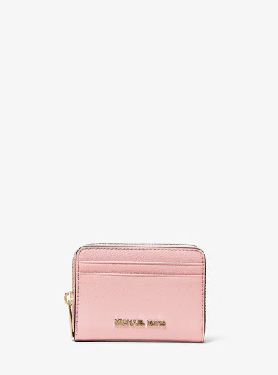 Michael Kors Outlet Jet Set Travel Medium Saffiano Leather Wallet In Pink