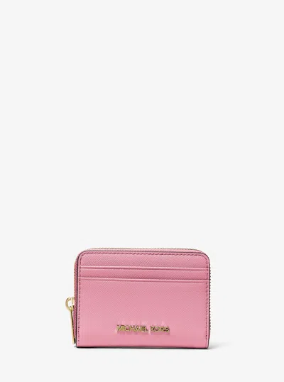 Michael Kors Outlet Jet Set Travel Medium Saffiano Leather Wallet In Red