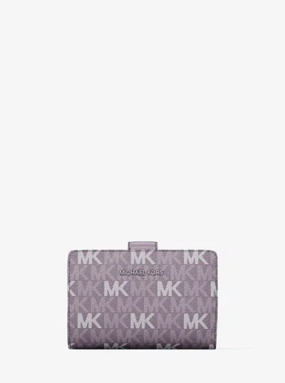 Michael Kors Outlet Jet Set Travel Medium Signature Logo Billfold Wallet In Blue