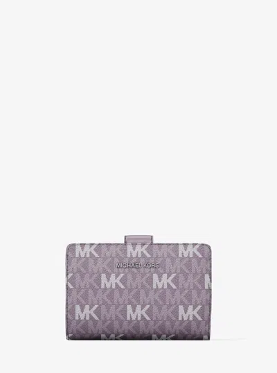 Michael Kors Outlet Jet Set Travel Medium Signature Logo Billfold Wallet In Purple