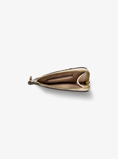 Michael Kors Outlet Jet Set Travel Medium Snake Embossed Chain Wallet In Gold