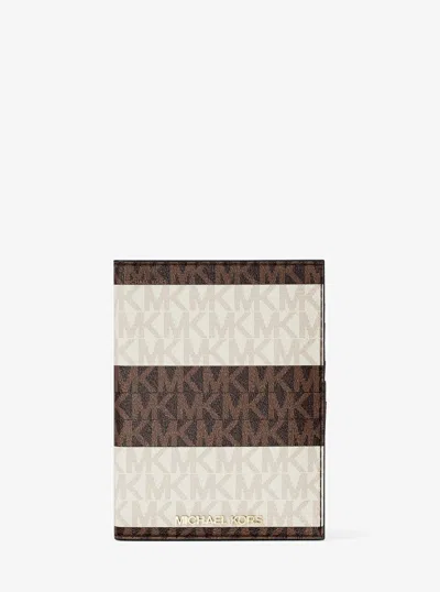 Michael Kors Outlet Jet Set Travel Medium Striped Signature Logo Passport Case In Multi