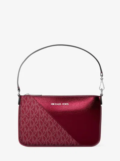Michael Kors Outlet Jet Set Travel Metallic And Signature Logo Wristlet In Multi