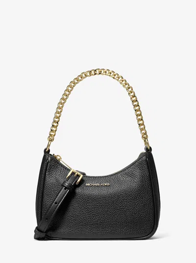 Michael Kors Outlet Jet Set Travel Pebbled Leather Convertible Crossbody Bag In Black