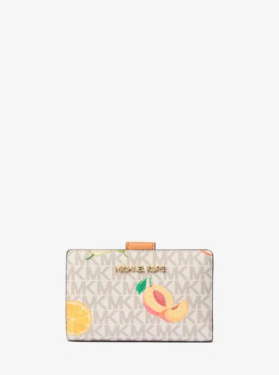 Michael Kors Outlet Jet Set Travel Printed Signature Logo Wallet In Multi