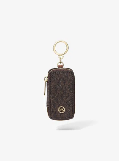 Michael Kors Outlet Jet Set Travel Signature Logo Bag Charm In Brown