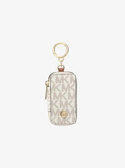 Michael Kors Outlet Jet Set Travel Signature Logo Bag Charm In Natural