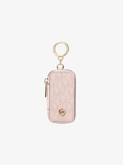 Michael Kors Outlet Jet Set Travel Signature Logo Bag Charm In Pink