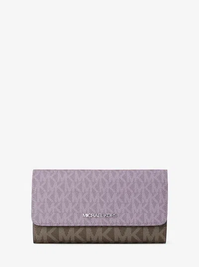 Michael Kors Outlet Jet Set Travel Signature Logo Tri-fold Wallet In Blue