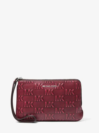 Michael Kors Outlet Jet Set Travel Small Burnished Logo Embossed Wristlet In Multi
