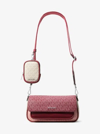 Michael Kors Outlet Jet Set Travel Small Color-block Signature Logo Crossbody Bag With Pouch In Red