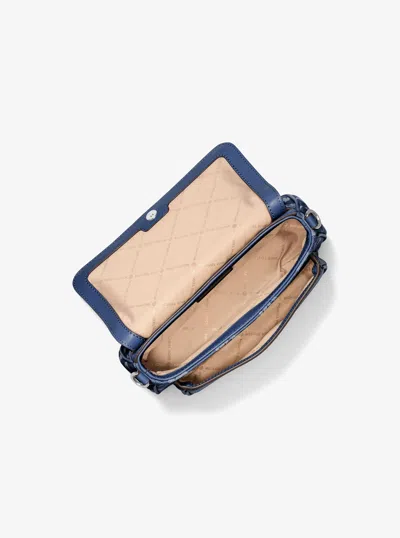 Michael Kors Outlet Jet Set Travel Small Logo Jacquard Denim Crossbody Bag With Pouch In Brown
