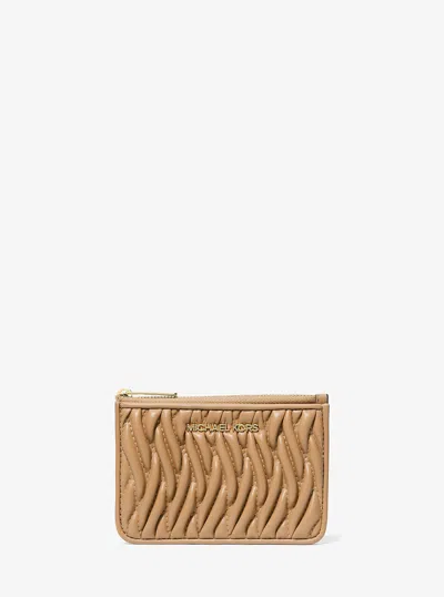 Michael Kors Outlet Jet Set Travel Small Matelassé Coin Pouch In Brown