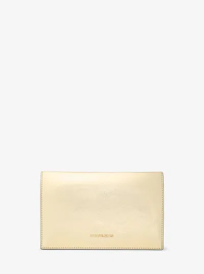Michael Kors Outlet Jet Set Travel Small Metallic And Signature Logo 2-in-1 Clutch In Gold
