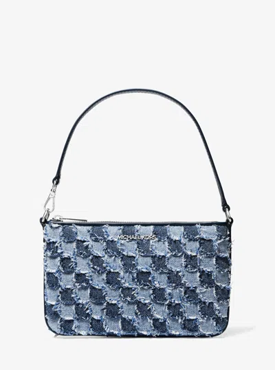 Michael Kors Outlet Jet Set Travel Small Patchwork Denim Convertible Wristlet In Blue