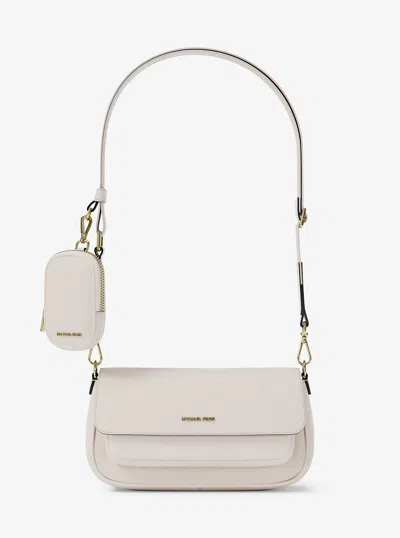 Michael Kors Outlet Jet Set Travel Small Pebbled Leather Crossbody Bag With Pouch In White