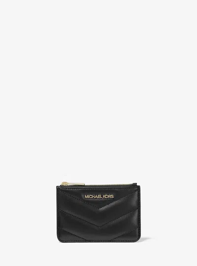 Michael Kors Outlet Jet Set Travel Small Quilted Coin Pouch In Black