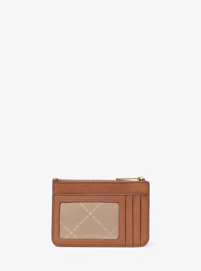 Michael Kors Outlet Jet Set Travel Small Saffiano Leather Coin Pouch In Brown