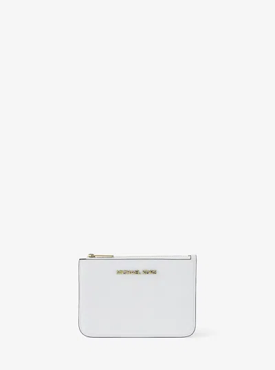 Michael Kors Outlet Jet Set Travel Small Saffiano Leather Coin Pouch In White