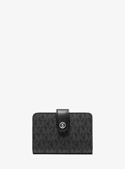 Michael Kors Outlet Jet Set Travel Small Signature Logo Billfold Wallet In Black