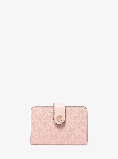 Michael Kors Outlet Jet Set Travel Small Signature Logo Billfold Wallet In Pink