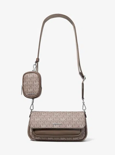 Michael Kors Outlet Jet Set Travel Small Signature Logo Crossbody Bag With Pouch In Beige