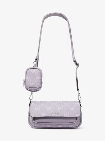 Michael Kors Outlet Jet Set Travel Small Signature Logo Crossbody Bag With Pouch In Purple