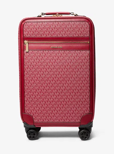 Michael Kors Outlet Jet Set Travel Small Signature Logo Suitcase In Red