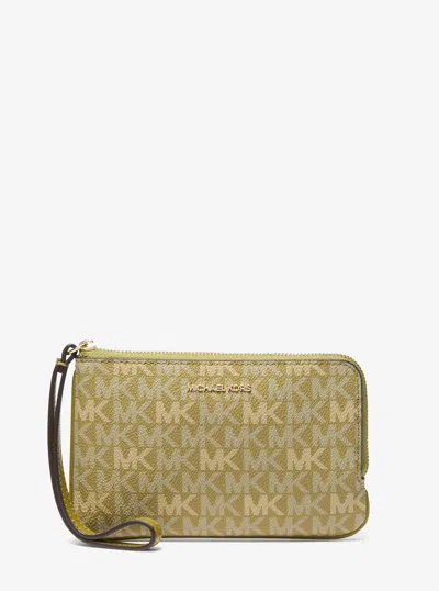 Michael Kors Outlet Jet Set Travel Small Signature Logo Wristlet In Multi