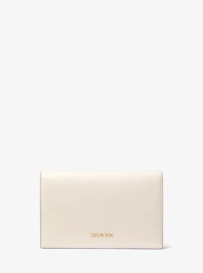 Michael Kors Outlet Jet Set Travel Small Smooth And Signature Logo 2-in-1 Clutch In Natural