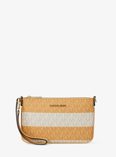 Michael Kors Outlet Jet Set Travel Small Striped Signature Logo Convertible Wristlet In Multi