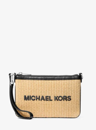 Michael Kors Outlet Jet Set Travel Small Woven Wristlet In Black