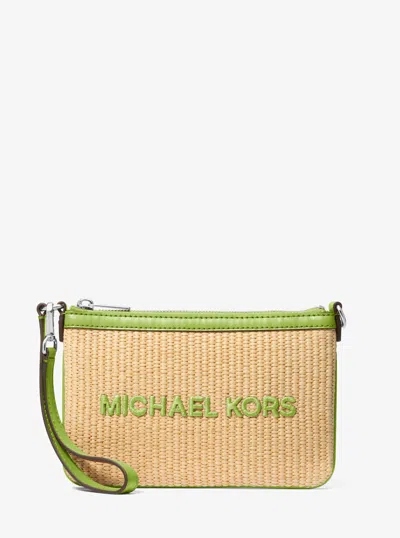 Michael Kors Outlet Jet Set Travel Small Woven Wristlet In Green