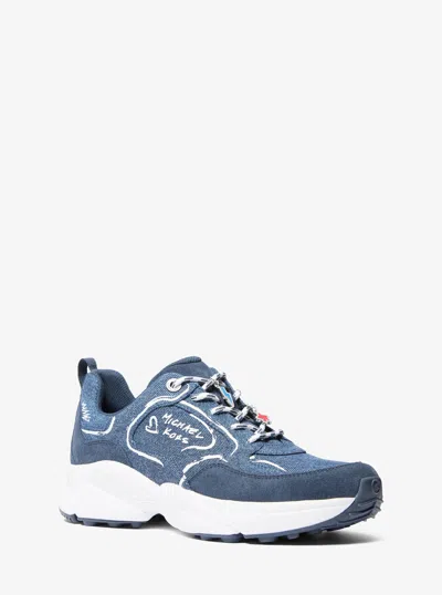Michael Kors Outlet Jett Embellished Denim Trainer In Multi