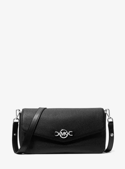 Michael Kors Outlet Kacey Medium Pebbled Leather Shoulder Bag In Black
