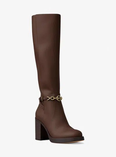Michael Kors Outlet Kacey Polyester Microsuede Boot In Brown