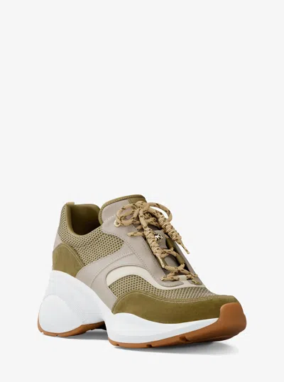 Michael Kors Outlet Kaia Mixed-media Trainer In Multi