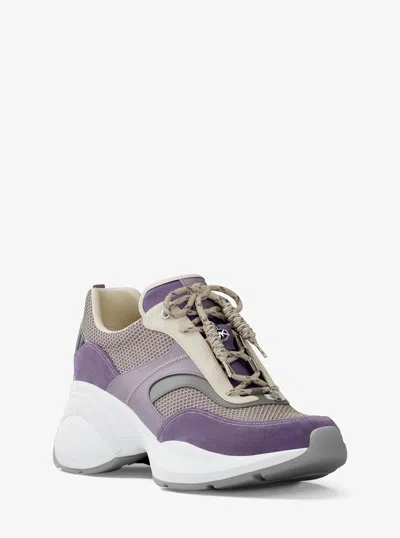 Michael Kors Outlet Kaia Mixed-media Trainer In Multi