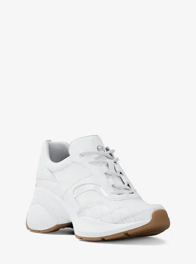 Michael Kors Outlet Kaia Mixed-media Trainer In White
