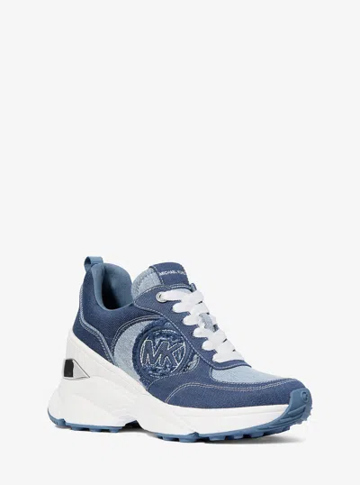 Michael Kors Outlet Katrina Frayed Denim Trainer In Multi