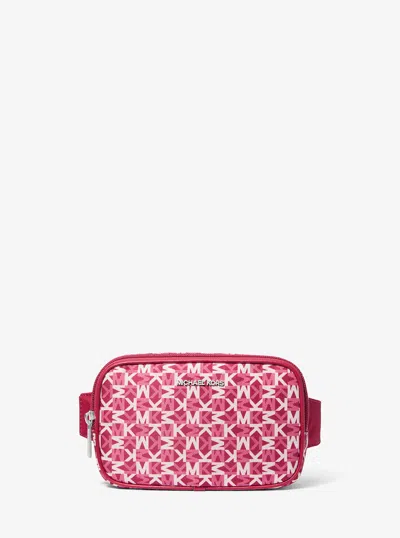 Michael Kors Outlet Khai Small Logo Printed Sling Pack In Burgundy