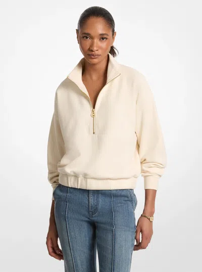 Michael Kors Outlet Knit Quarter-zip Sweater In Beige