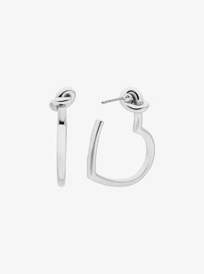 Michael Kors Outlet Knotted Heart Hoop Earrings In Silver