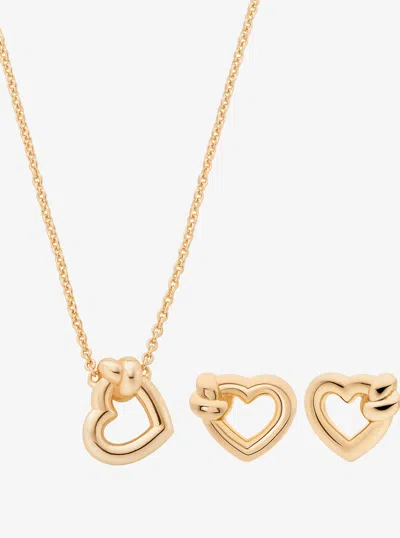 Michael Kors Outlet Knotted Heart Necklace And Earrings Gift Set In Gold
