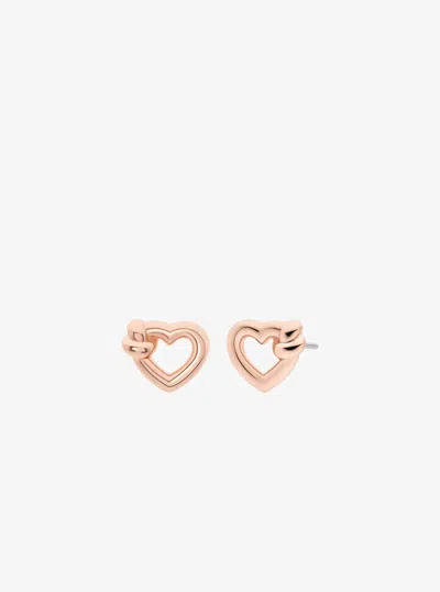Michael Kors Outlet Knotted Heart Necklace And Earrings Gift Set In Pink