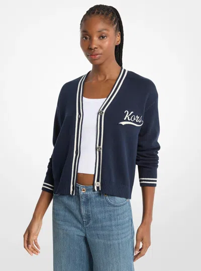 Michael Kors Outlet Kors Varsity Cardigan In Blue