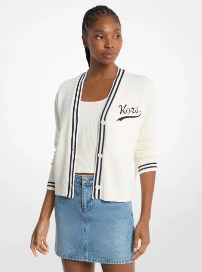 Michael Kors Outlet Kors Varsity Cardigan In Sand