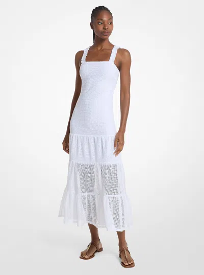 Michael Kors Outlet Lace Tiered Dress In White